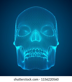 vectorial set of human skulls with square and triangular polygons.