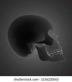 vectorial set of human skulls with square and triangular polygons.