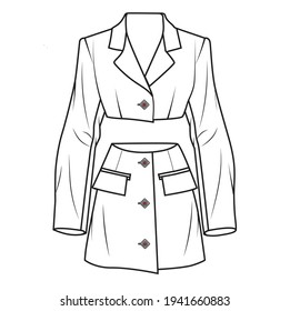 vectorial short jaket and skirt