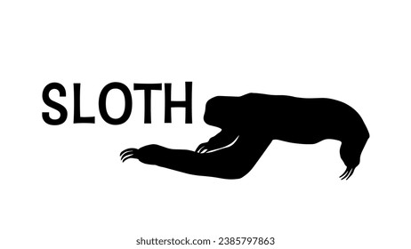 Vectorial sloth silhouette drawing and text