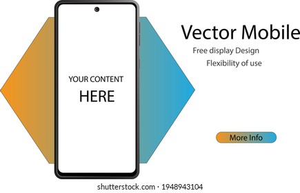 Vectorial smartphone mockup. Mobile illustration with blank screen. Max flexibility of use. Lorem ipsum.