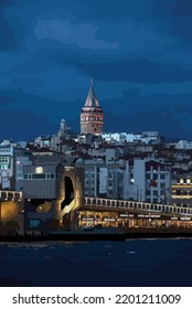 Vectorial version of the historical Galata Tower in Istanbul