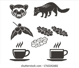 A vector/icon collection for civet coffee.