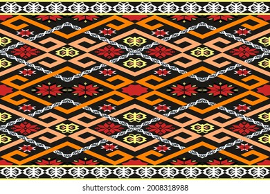 Vector,illustator,Geometric ethnic ikat seamless pattern,Patterns design for fabric,wallpaper,background,wall,tile,carpet,wrapping,clothing,batik,Abstract ethnic geometric pattern