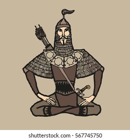 Vector-Illustration with asian nomad archer 