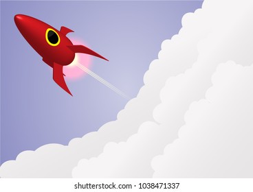 Vector,illustration concept the reader of business or startup, red rocket launch,marketing,goal,3d.