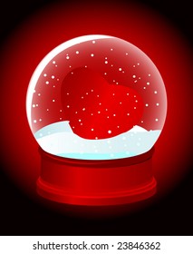 Vector-illustration of an empty snow-dome over red background. To see similar please visit my gallery