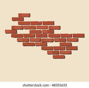 A vectorillustration of exposed red bricks on neutral background with space for text