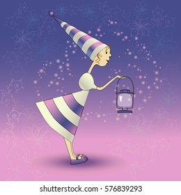 Vector-Illustration fairy with flashlight