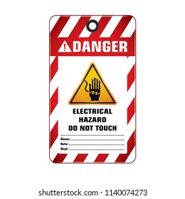 Vector,illustration graphic style,Danger Electrical Hazard Tag,Red and white rectangle Warning Dangerous icon on white background,Attracting attention Security First sign,Idea for presentation,EPS 10.