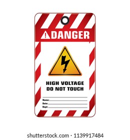 Vector,illustration graphic style,Danger High Voltage Tag,Red and white rectangle Warning Dangerous icon on white background,Attracting attention Security First sign,Idea for presentation,EPS10.