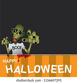 Vector,Illustration graphic style,Happy Halloween Zombie monster ,paper cut style,EPS 10.