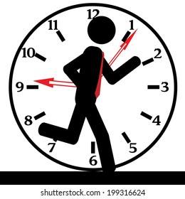 Vector/illustration. A man is running out of time.
