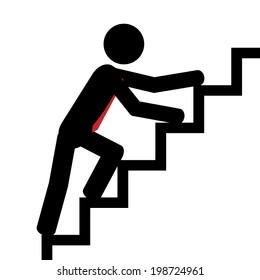 Vector/illustration. Man trying to climb the stairs.