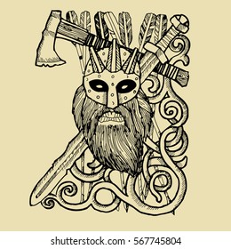 Vector-Illustration with terrible viking leader