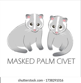 ilustración vectorial-animales-fauna silvestre titulada Civet de palma enmascarado