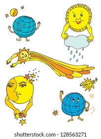 vector,illustration,card concept,Sun,Moon,Earth