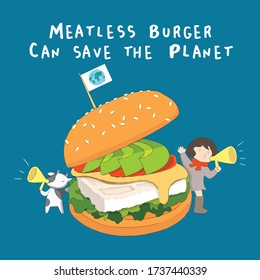 la hamburguesa sin carne vectorial-ilustración-sin carne titulada la hamburguesa sin carne puede salvar el planeta
