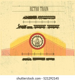 Vector-infographic retro train and industrial transport