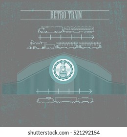 Vector-infographic retro train and industrial transport