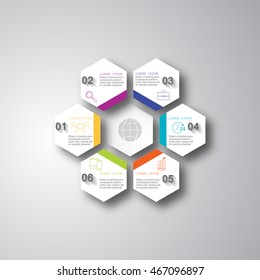 Vector.Infographics.Six hexagons.Template for your presentation,web design,business projects