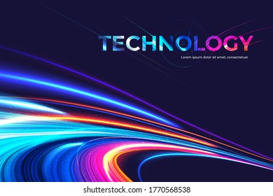 Vectoring theme design or key visual in vibrant colors of light trails effect