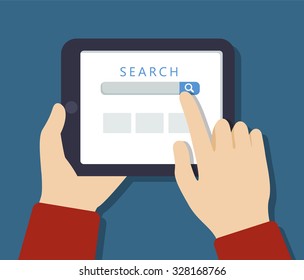 vector.Internet search page on the tablet computer