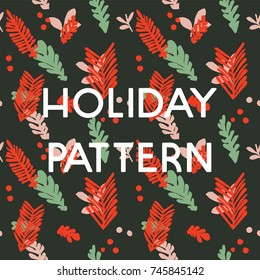 Vectorised Repeated Christmas Floral Pattern