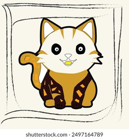 A vectorize cat with smiling face for attach frame in wall
