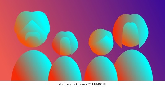 Vectorize icon family potrait  With orange and violet gradient for background