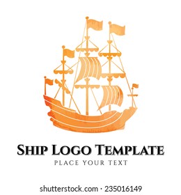 vectorize watercolor  silhouette fairy ship - logo template