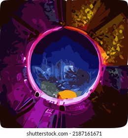 Retrato de diseño abstracto vectorizado colorido en tamaño de caja