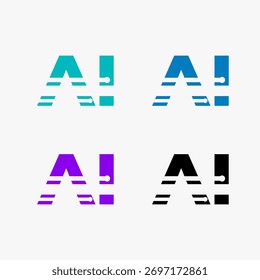 Vectorized AI logo with a modern design in different colors. Artificial Intelligence logo.