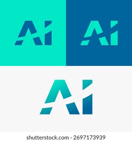 Vectorized AI logo with a modern, minimalist, and colorful design. Artificial Intelligence logo.
