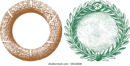 dibujo antiguo vectorizado de las dos guirnaldas