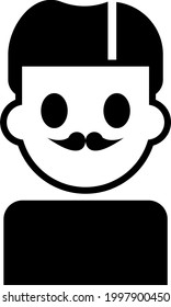 Color de ícono blanco y negro vectorizado de un hombre simbolizado con varios peinados y cara de pelo