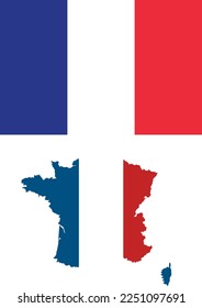 Vectorized and cleaned France flag and map