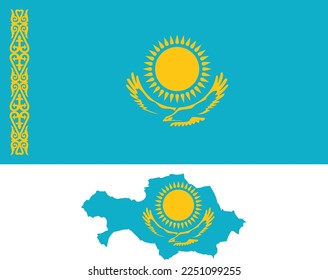 Vektorisiert und gereinigt
Flagge und Karte Kasachstans