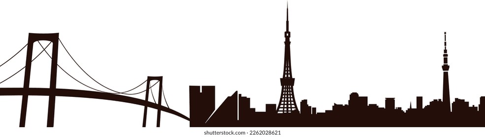 Vectorized and cleaned Tokyo city skyline