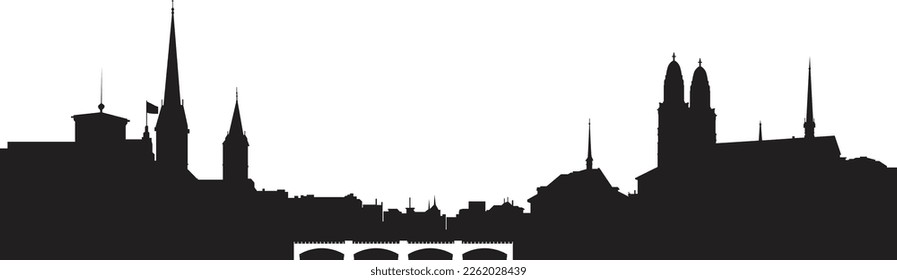 Vectorized and cleaned Zurich city skyline