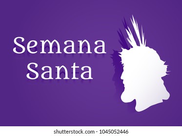 vectorized drawing of silhouette of jesus christ and holy week written in spanish