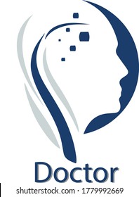 Vectorized Face Logo For Neurologist Doctors