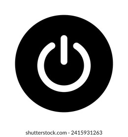 Vectorized flat icon of power off and on button hollowed out in black circle on transparent background.
