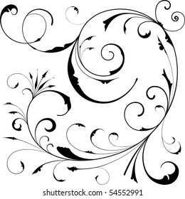 Vectorized floral ornate black&white design. All  elements are separated. Color can be change by one key color.