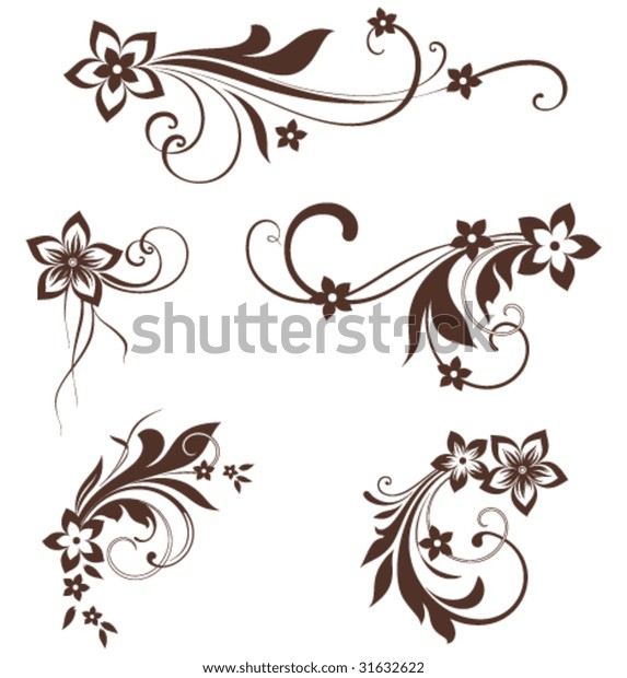 Vectorized Floral Scroll Design Elements Can Stock Vector Royalty Free 31632622