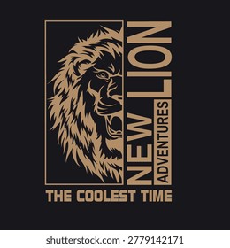 Vectorized golden lion with a black background.