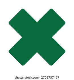 Vectorized green X icon for websites and graphic resources.