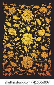 Vectorized grunge floral ornament