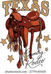 Vectorized horse saddle for country rodeo.