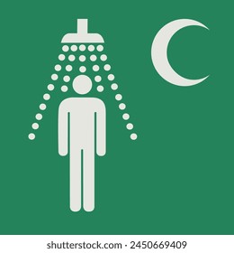persona bajo la ducha con luna creciente